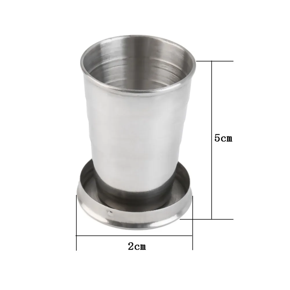 

High Quality 60ml Stainless Steel Portable Outdoor Travel Camping Folding Collapsible Cup New