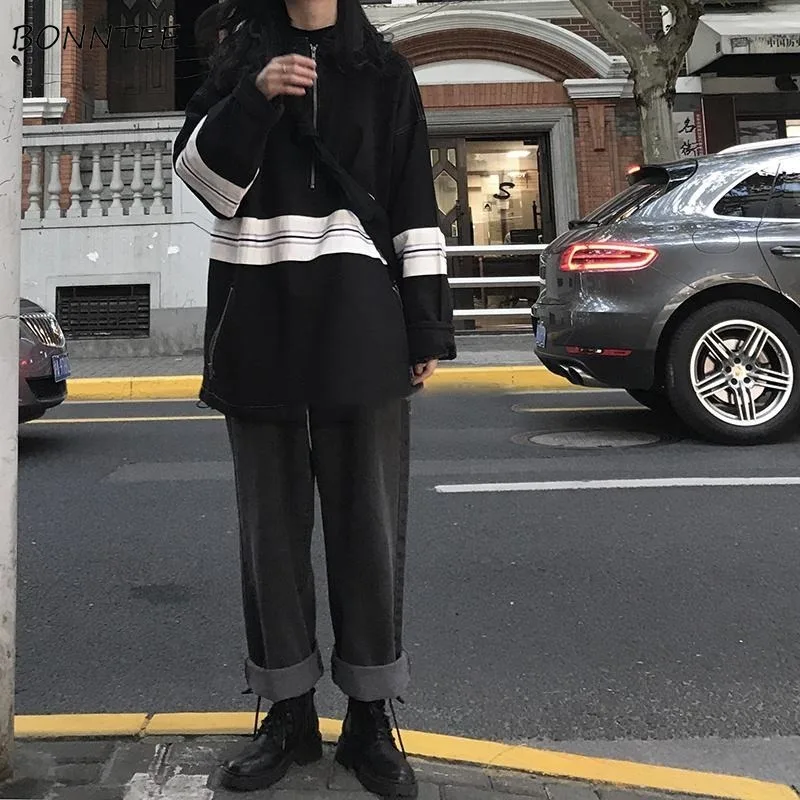 Женские прямые джинсы с высокой талией Свободные повседневные брюки в стиле