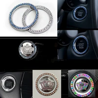 car metal crown crystal bling styling accessories engine start stop button diamond decoration fits most of vehicles