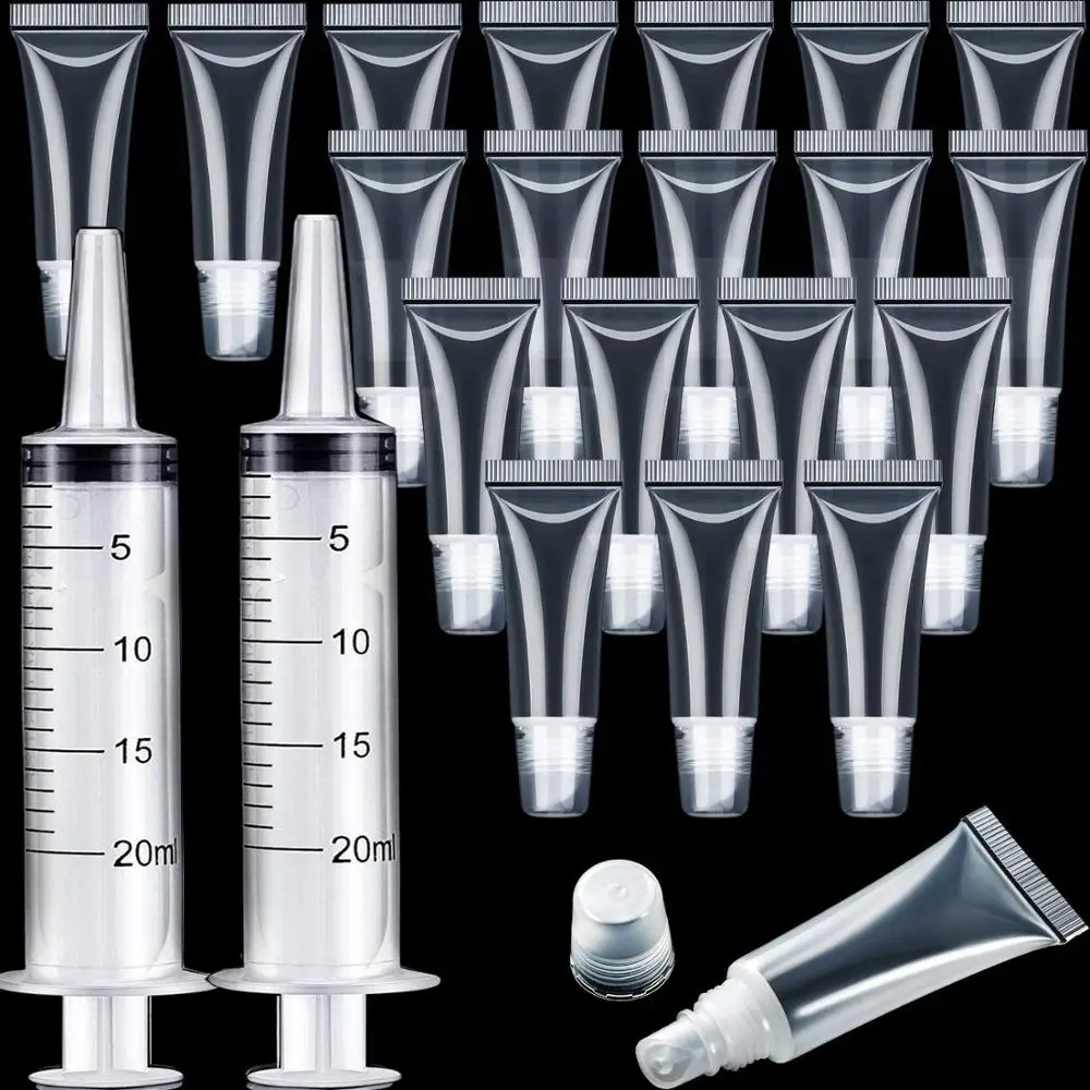 

10ML Empty Plastic Lipgloss Tube Soft Lip Gloss Containers With Syringe Lip Balm Soft Containers Cosmetic Bottles