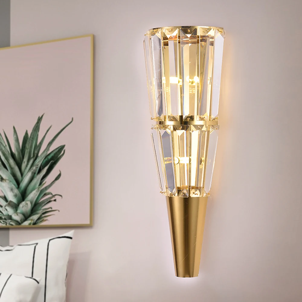 

Tower Crystal Wall Lamp Living room TV Background Wall Lamp Bedroom Staircase Aisle Decoration Simple Modern Bedside Lamp