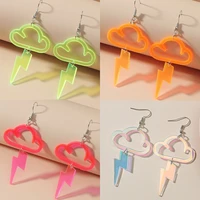new punk fluorescent cloud lightning earrings for women girls neon yellow pink acrylic dangle earrings brincos fashion jewelry