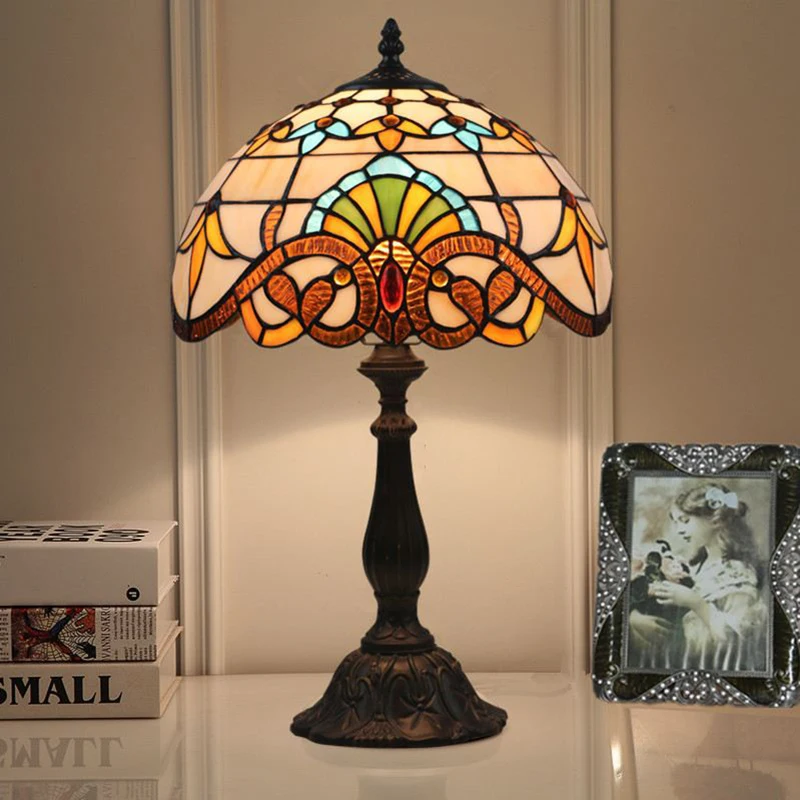 WOERFU 30cm Tiffany Table Lamp E27 Baroque Bedroom Bedside Creative Fashion Retro | Лампы и освещение