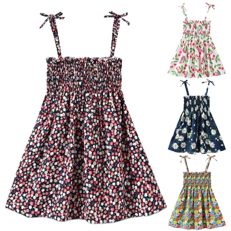 

3-7 Years Girls Flower Dress Summer Sleeveless Casual Clothing Kids Princess Dresses Children Clothes