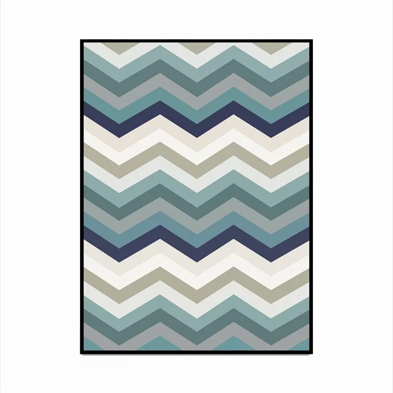 Напольный коврик в скандинавском стиле с голубыми волнами для гостиной дома