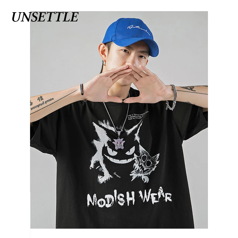 UNSETTLE 2020SS летние футболки для мужчин/женщин с принтом Haunter модная футболка Harajuku