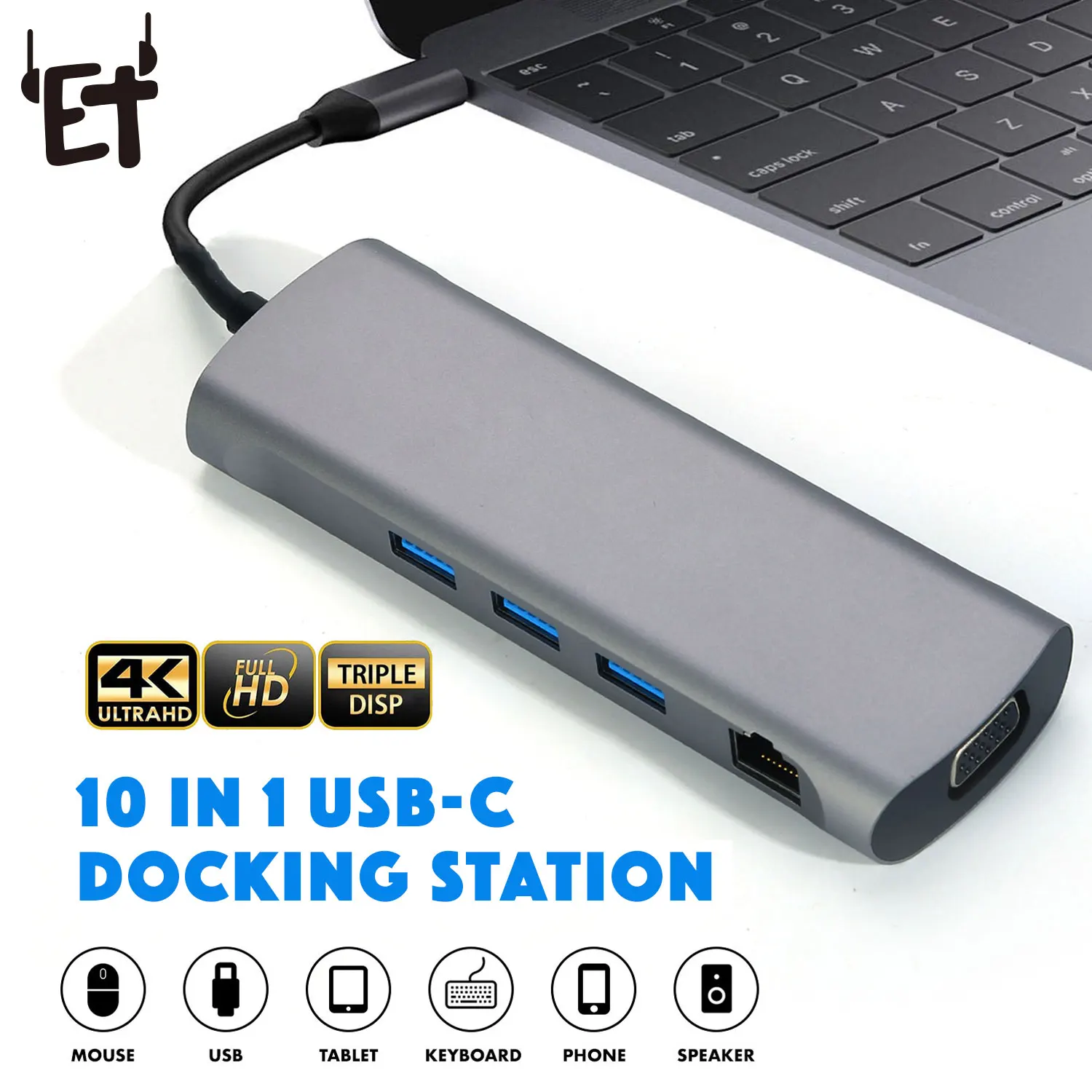ET 10 в 1 USB Type C док станция к HDMI кард ридеру RJ45 PD адаптер для Macbook Samsung концентратор 3 0