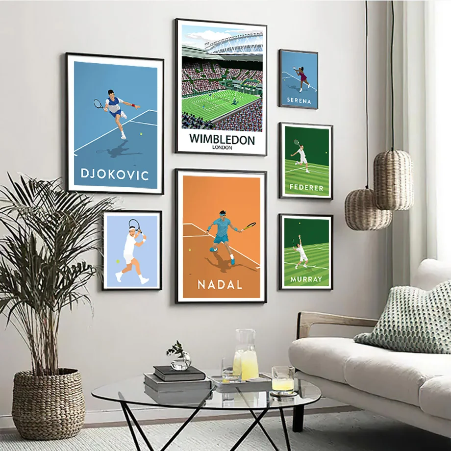 

Wimbledon Tennis Championships Poster Djokovic Federer Nadal Murray Wall Art Canvas Painting Wall Pictures For Living Room Decor