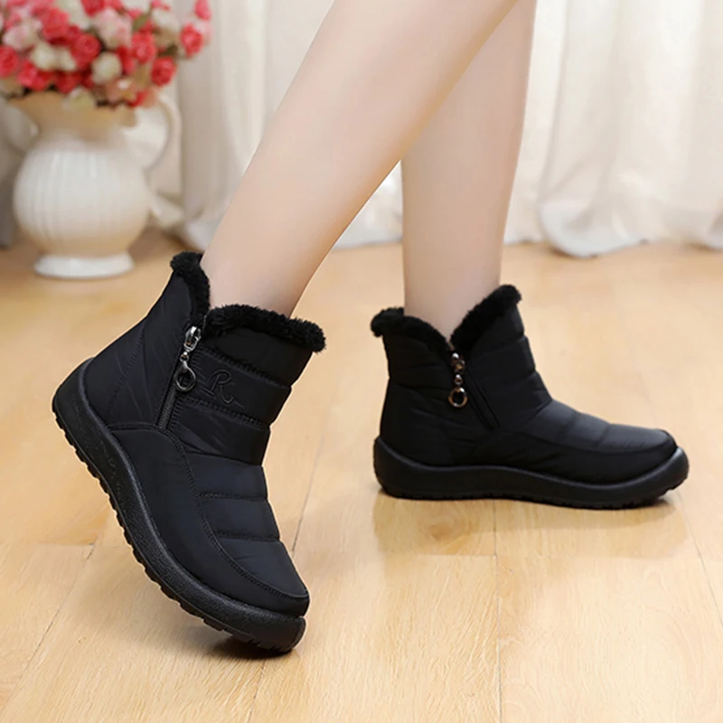 

Сапоги женские на меху, непромокаемые ботильоны на платформе, без застежки, массивные, в стиле панк, зимняя обувь