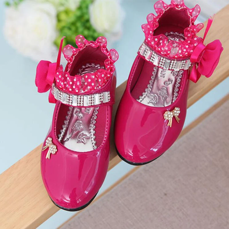 Baby Girls Shoes Flower Children White Lace Princess Patent Leather Dress Bling Mary Janes Kids Flats 1-12T |