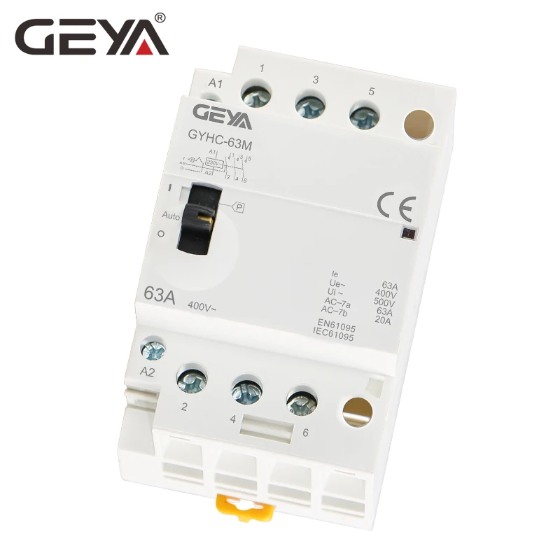 GEYA GYHC 3 фазы 40A 63A 3NO din рейку бытовой AC модульный контактор с ручным управлением