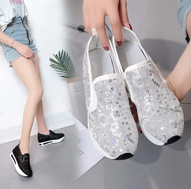 Модная женская дышащая сетчатая кружевная обувь Женская милая для медсестры