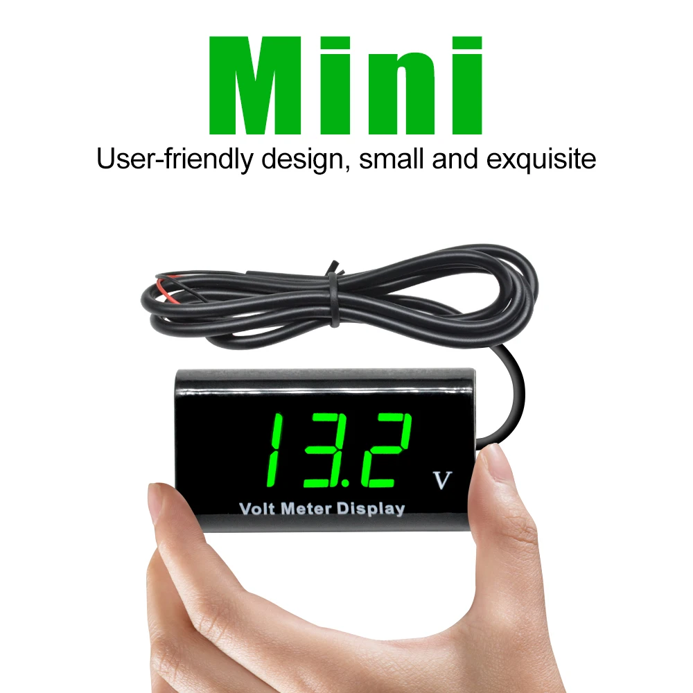12V 0,56 ''Мини цифровой вольтметр тестер 2-проводной IPX6 водонепроницаемый вольтметр для автомобиля, мотоцикла, велосипеда Напряжение щитовой измерительный прибор для ребенка возрастом 3-18V