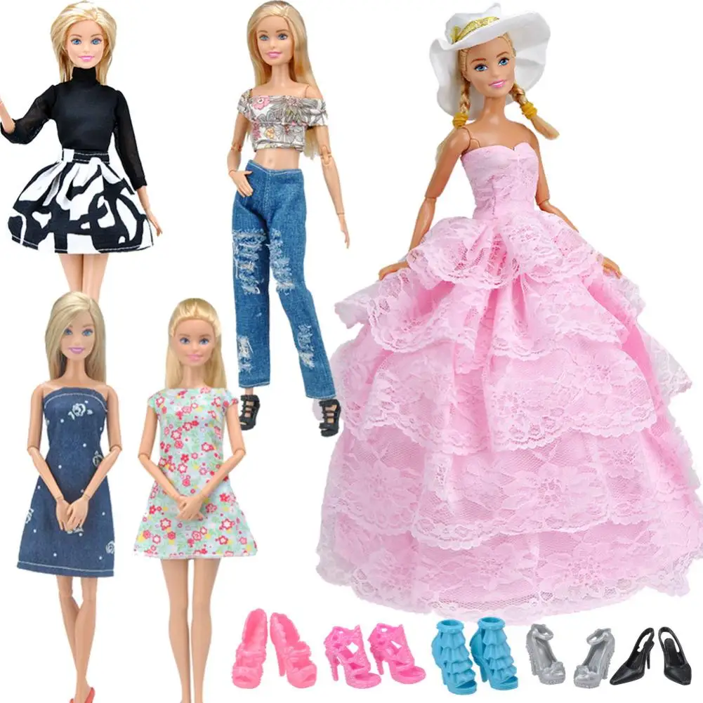 

29cm Doll Clothes Fashionable Sexy Doll Clothes Five-piece Suit + Random Shoes Girls Doll Accessories