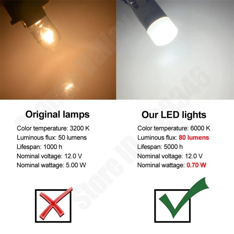 100 шт. лампа светодиодная T10 W5w 1 автомобиль 3030 SMD 194 168 огни очистки чтения интерьер авто лампа багажника 12В 6000K включены.