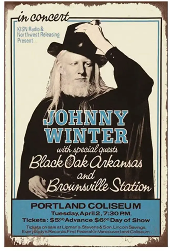 

Long Metal Tin Sign Bar Sign Johnny Winter 12x8 Inches Home Beer Wall Art Decor Bar Pub