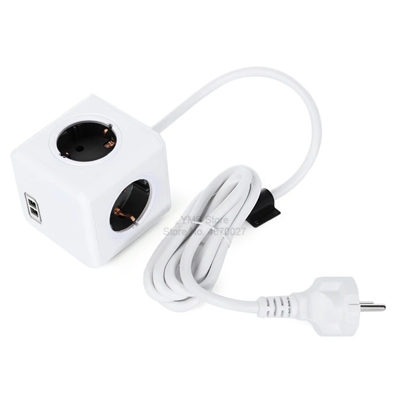 Allocacoc power cube Электрический провод-удлинитель 1,5 м 3 м 3600 Вт 2 usb порта 5 в 4 розетки ЕС силовая полоса Смарт мульти штепсельный адаптер