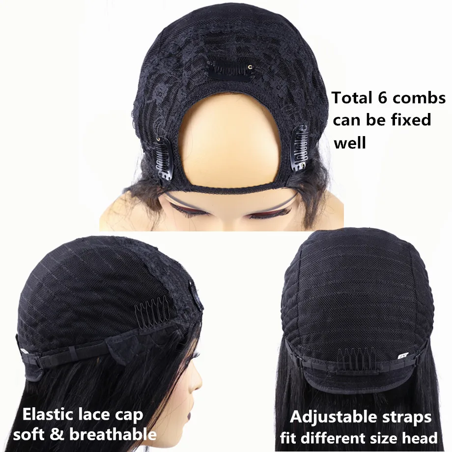 

Short Bob Deep Wave U Part Wig Human Hair Brazilian Remy Human Hair Wigs for Women Machine Made Wig 180% Density Natural Color