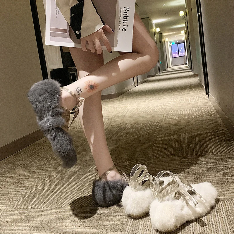 Балетки на плоской подошве с квадратным носком и перекрестной шнуровкой меху