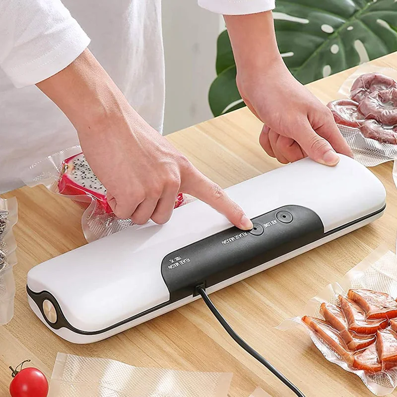 

Household Food Vacuum Sealer Kitchen Vacuum Food Sealer Automatic Portable Food Storage Packaging Machine Include 10Pcs Bags