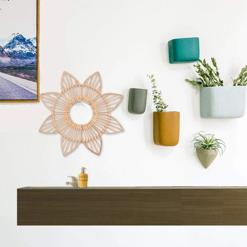 Лучшая Цветочная рама из ротанга зеркальный декор фоторамки деревянная рамка