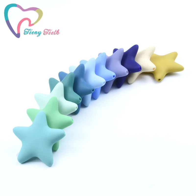 

1/5 PCS Baby Teether Silicone Big Star Baby Teething Beads 45*45 MM DIY Necklace Made Accessories BPA Free Food Grade Teether Chewable Star Loose Beads