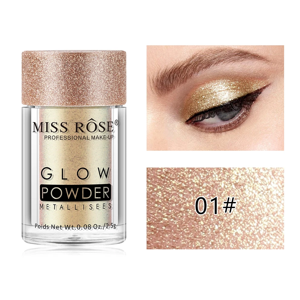 01 MISS ROSE, блестящие тени для век, рассыпчатая пудра, блестящий хайлайтер, матовые тени для век, пигментная пудра, мерцающие тени для век, косметика TSLM1 - Цвет: 01