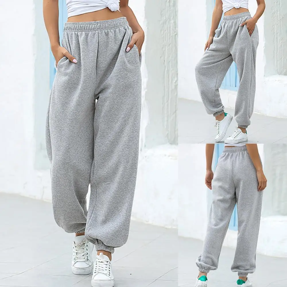 

Summer Women Pants Pockets High Waist Ankle Tied Thick Long Sweatpants Sports Pants Trousers VintageSweatpants