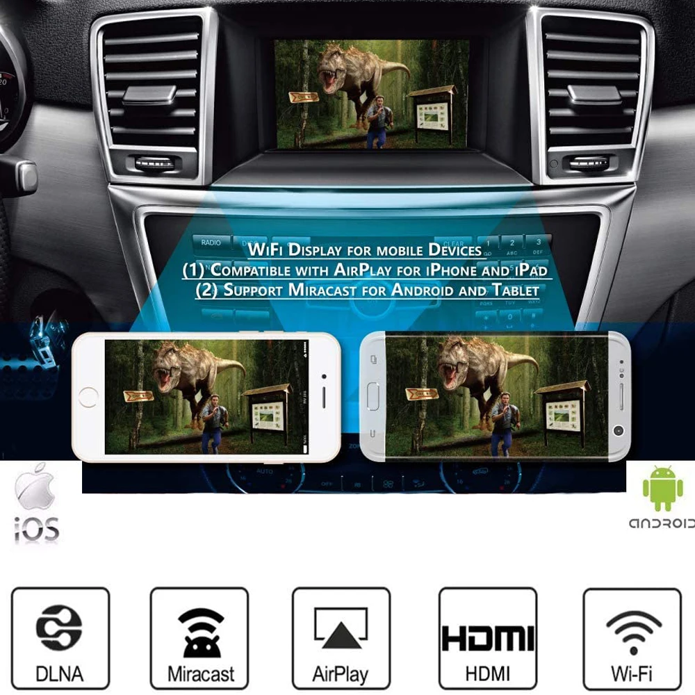 MiraScreen автомобильный HDMI ТВ-приставка Wi-Fi anycast Miracast DLNA Airplay CVBS Автомобильный