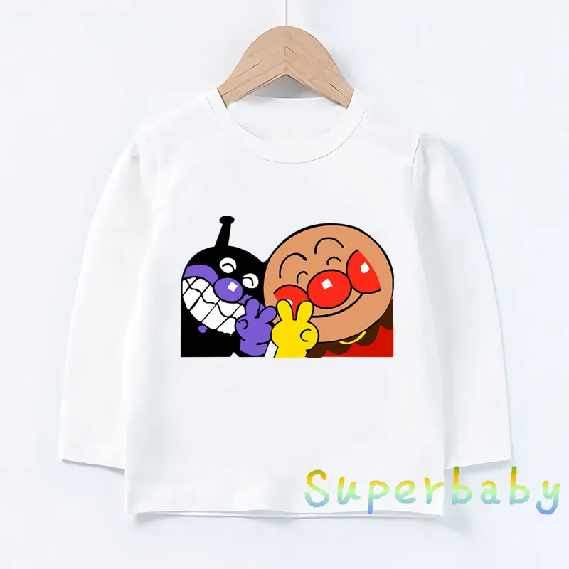 Детская футболка с принтом Anpanman and Baikinman забавные детские топы длинным рукавом