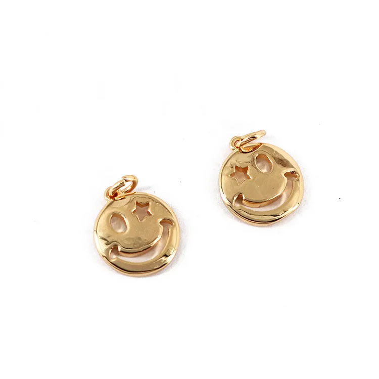 

10Pcs, Gold Plated Smiley Smile Face Charm Pendants for Bracelet Necklace Earring Making Supplies