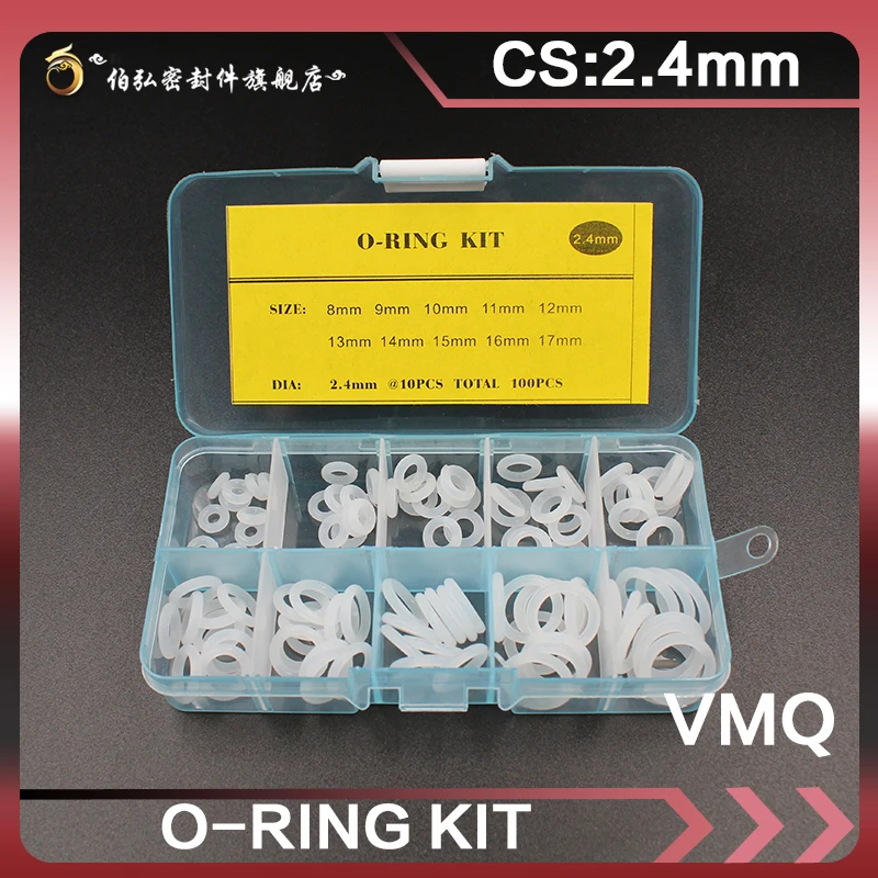 

Silicone rubber O-rings Thickness 2.4mm white Ring Silicon O Ring Seal VMQ Washer oring set Assortment Kit Set O Ring