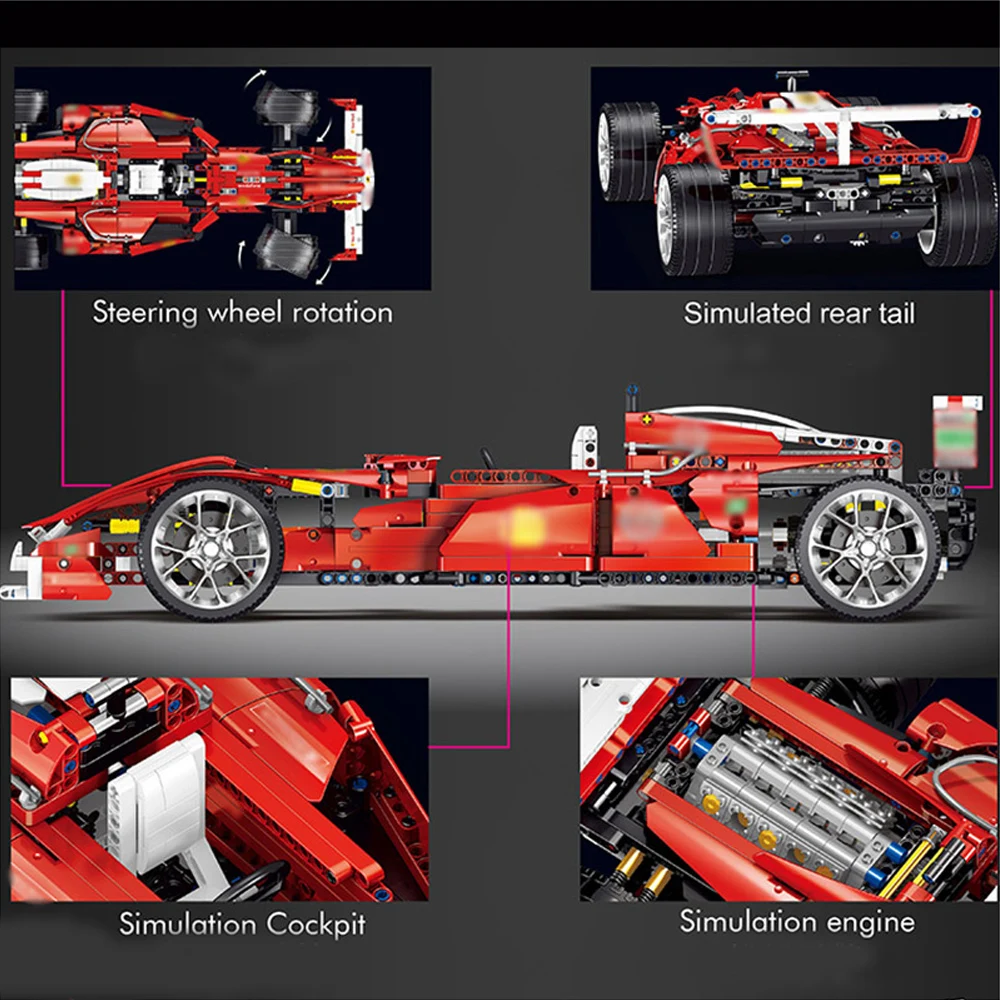 

LIN0011 Red F1 Sports Car Micro-particle Assembly Toy Block Car Toys For Children