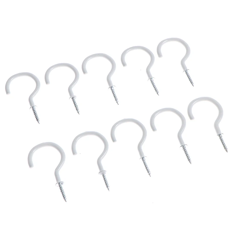 

White Shouldered Hanger Cup Hooks Heavy Duty Screw-In Ceiling Hooks Cup 10pcs