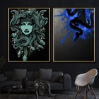 Картина на холсте, настенное искусство, голова Медузы, голубые абстрактные картины, Плакаты HD, современные декоративные картины