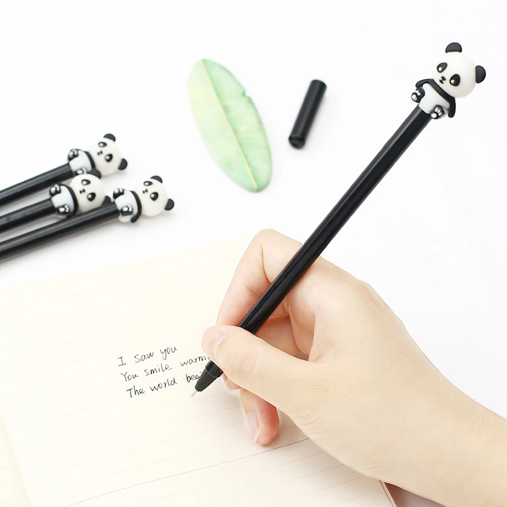 12/100 шт. Симпатичная крутая гелевая ручка Kawaii Panda милые канцелярские товары для