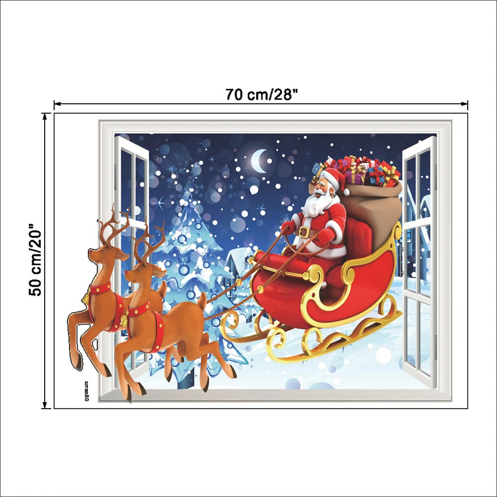 Рождественские наклейки на стену окно украшение для стеклянной двери стикер