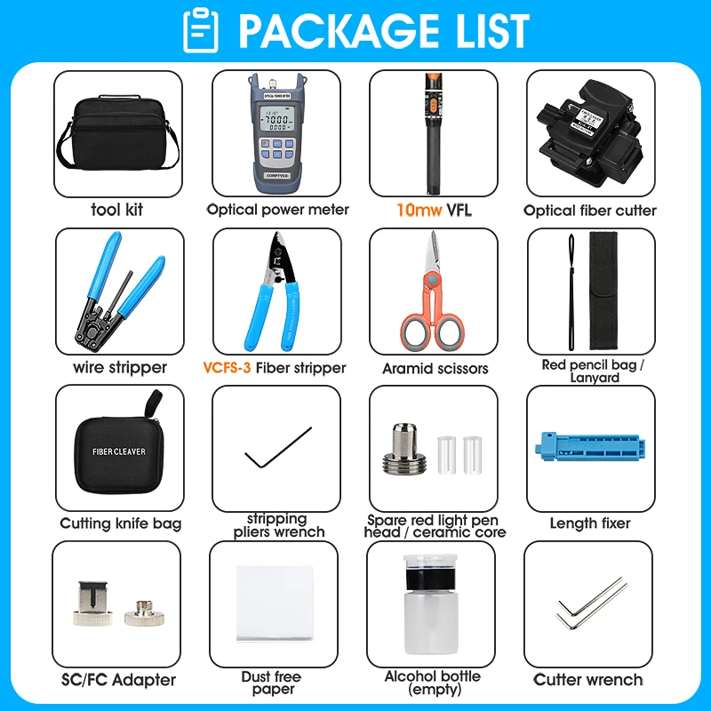 Оптический измеритель мощности COMPTYCO FTTH с волокном и визуальным определителем