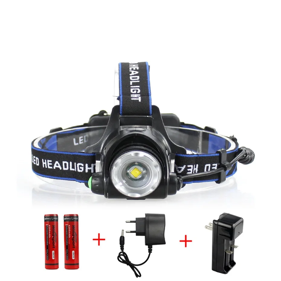 

3 Modes T6 LED Zoomable Headlight US EU Waterproof White Light Head Lamp Flashlight 18650 Battery Headlamp For Camping Hunting