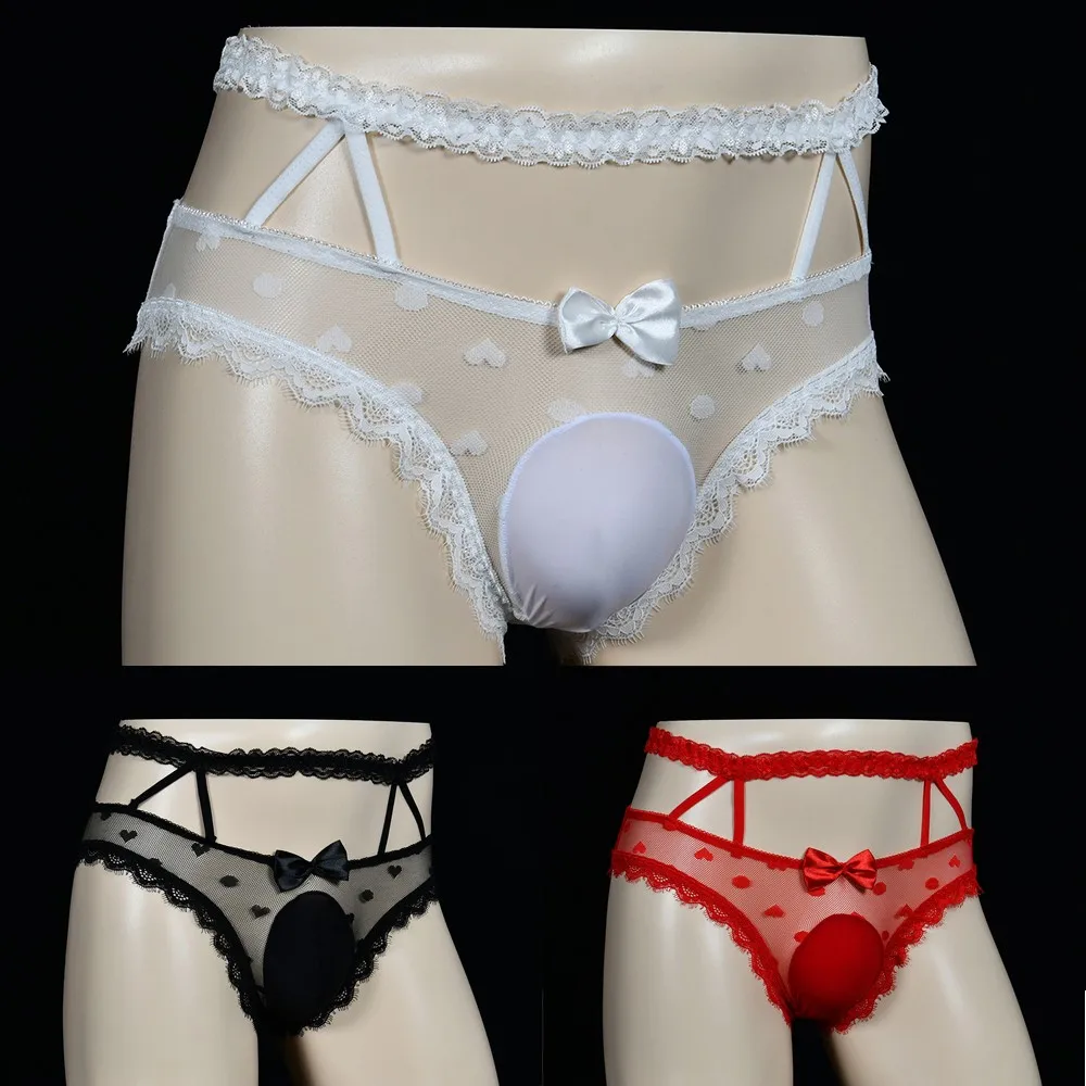 

Lace Sheer Thongs Sissy Pouch Panties See-through Men's Underwear Gays Imitates Briefs Homo Fashion Lingerie Temptation Knickers