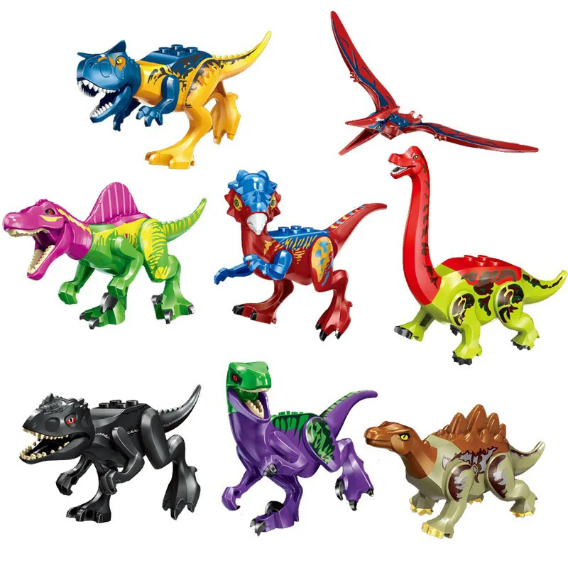

DIY Block Dinosaur Tyrannosaurus Rex World 2 Figures Dino Pterosaur Raptor Assembly Micro Building Moc Toys For Kids Boys Gifts