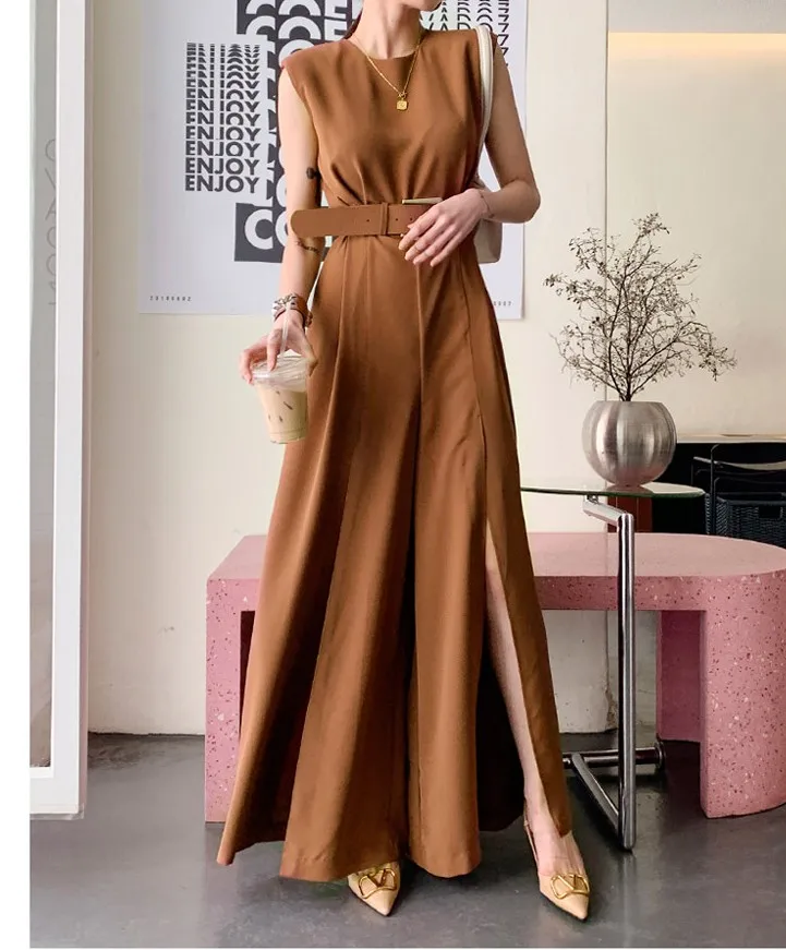 Женский комбинезон с поясом элегантный облегающий Повседневный Длинный