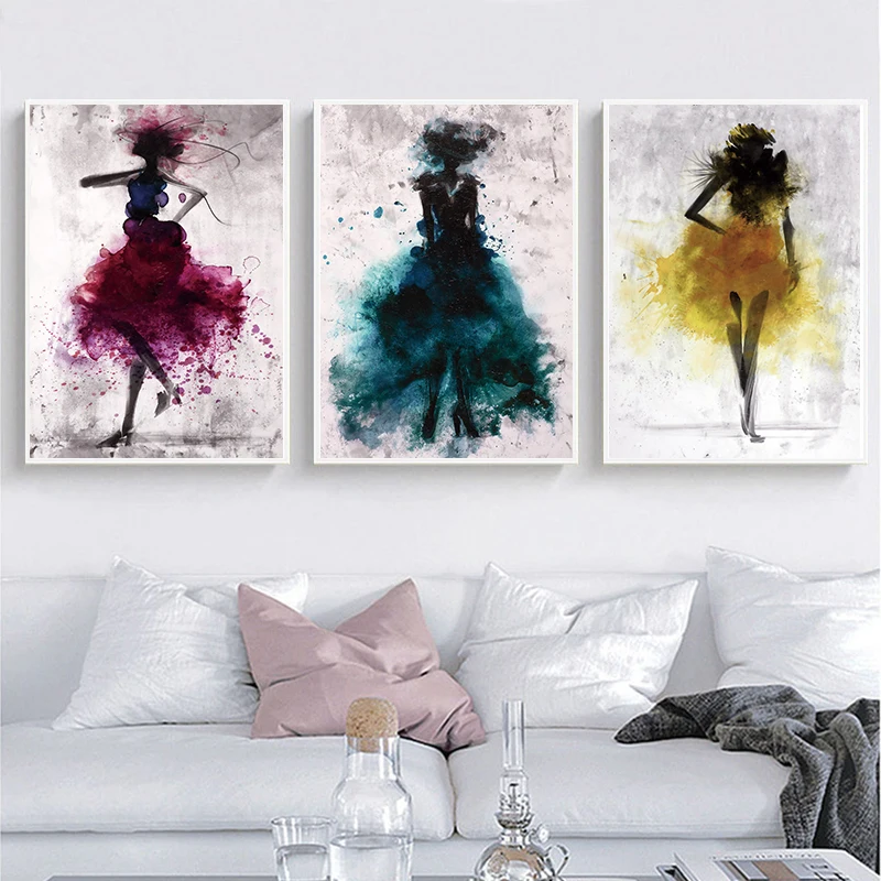 Акварельные балерины женские абстрактные настенные художественные картины