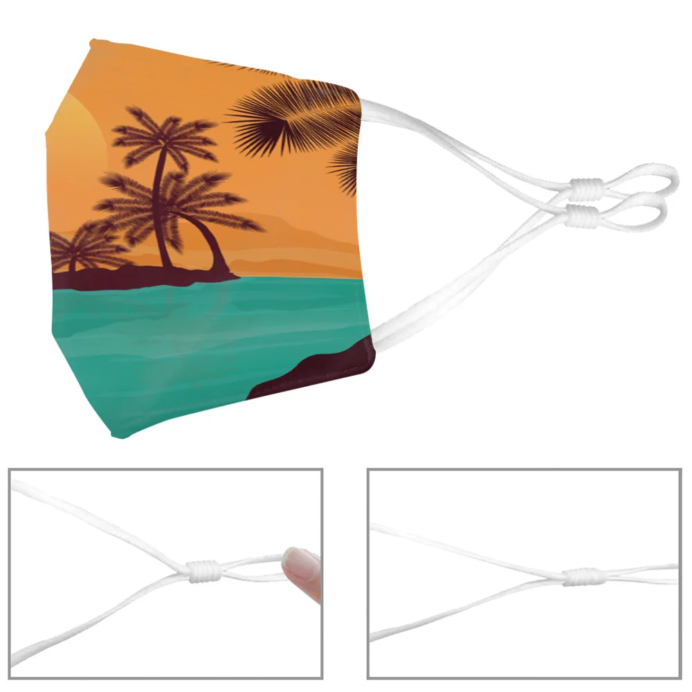 Пляжная маска для лица с принтом кокосового дерева противопылевые маски 2