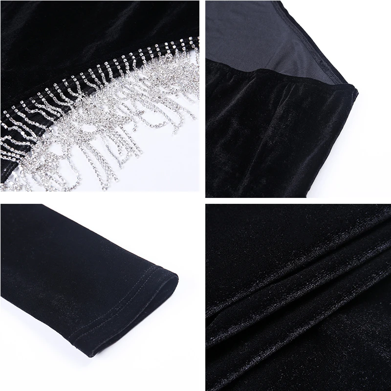 Женское бархатное платье с кисточками и кристаллами Townlike Летнее мини на одно