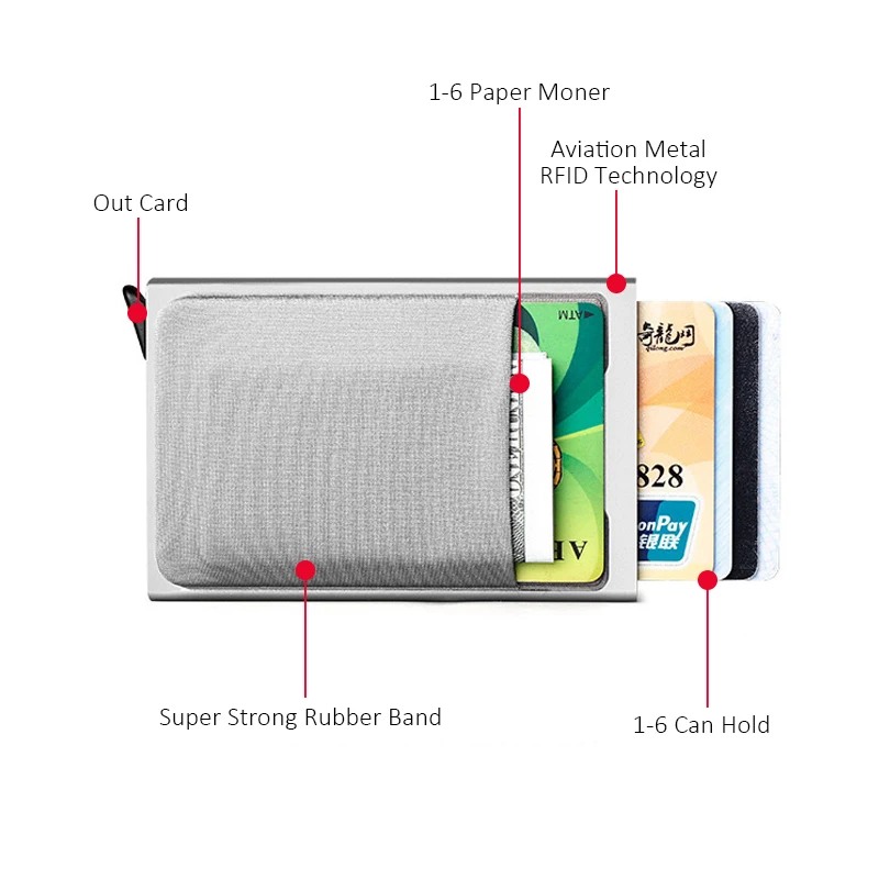 Деловой мужской чехол DIENQI металлический кошелек для кредитных карт блестящий