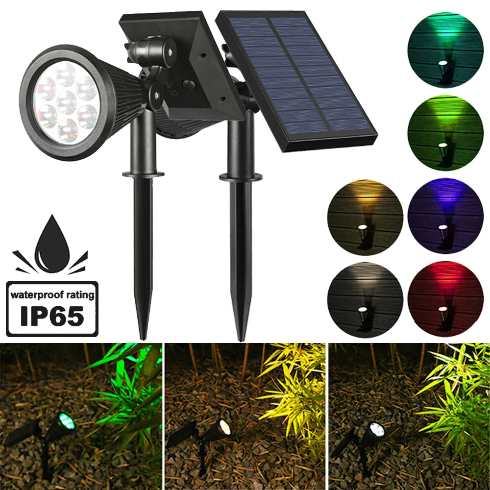 

7-диодный Точечный светильник на солнечной батарее IP65, водонепроницаемый садовый светильник на солнечной батарее, ландшафтный светильник, ...