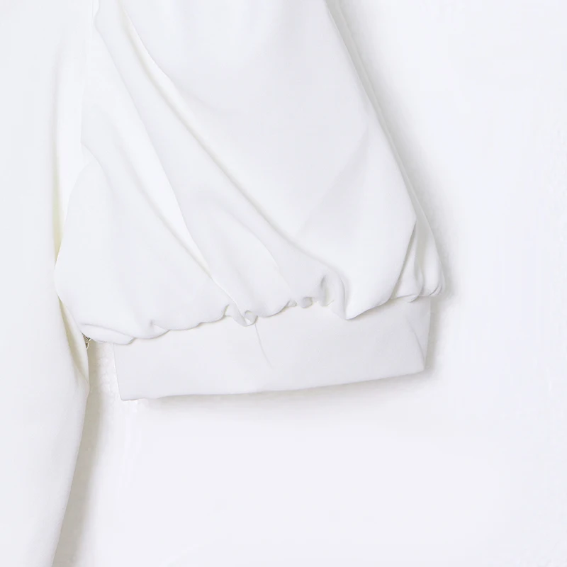 

SISPELL Patchwork Bowknot Women's Cropped Shirt Square Collar Puff Short Sleeve High Waist Slimming Cropped For Female Shirts