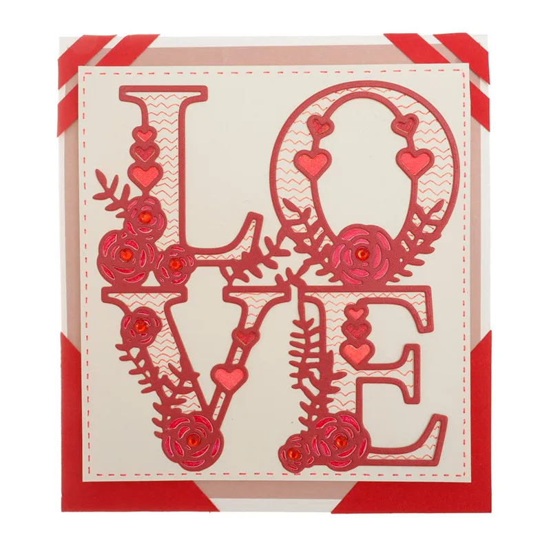 Naifumodo Цветочные любовные буквы металлические режущие штампы новые для