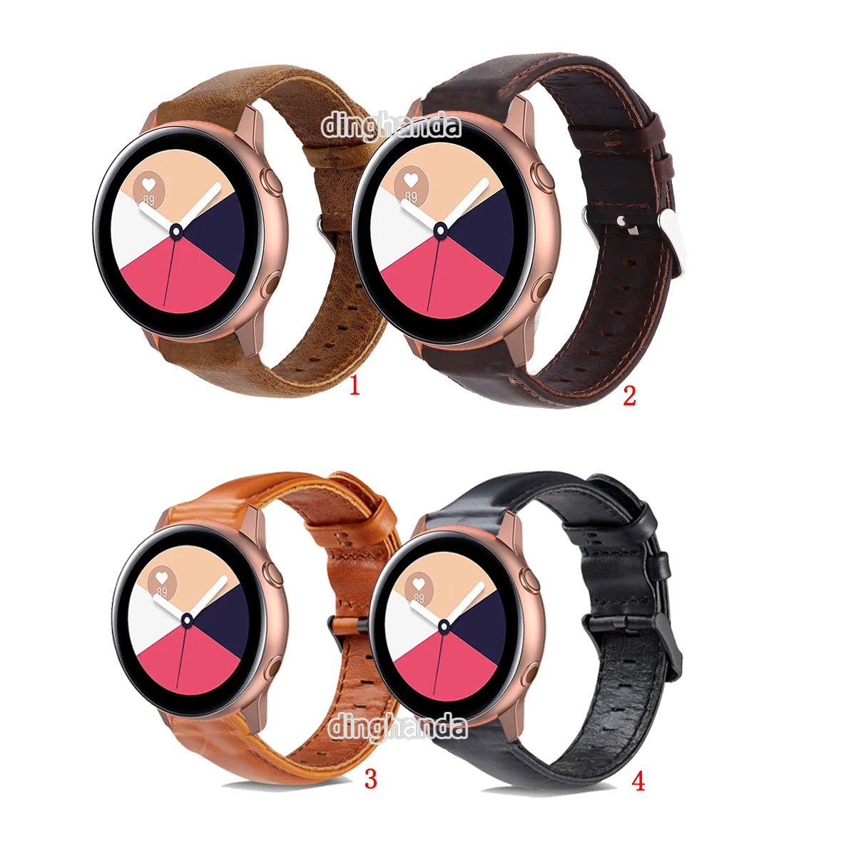 

New Leather Watch Band Strap for Samsung Galaxy Active 2 44mm 40mm Active3 41mm Smart Watch Replacement wrist bands Correa